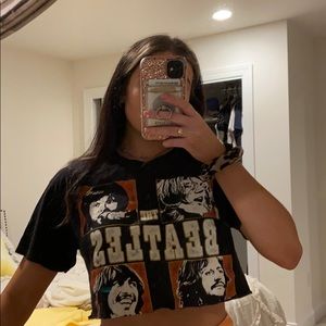 Beatles graphic vintage cropped t-shirt